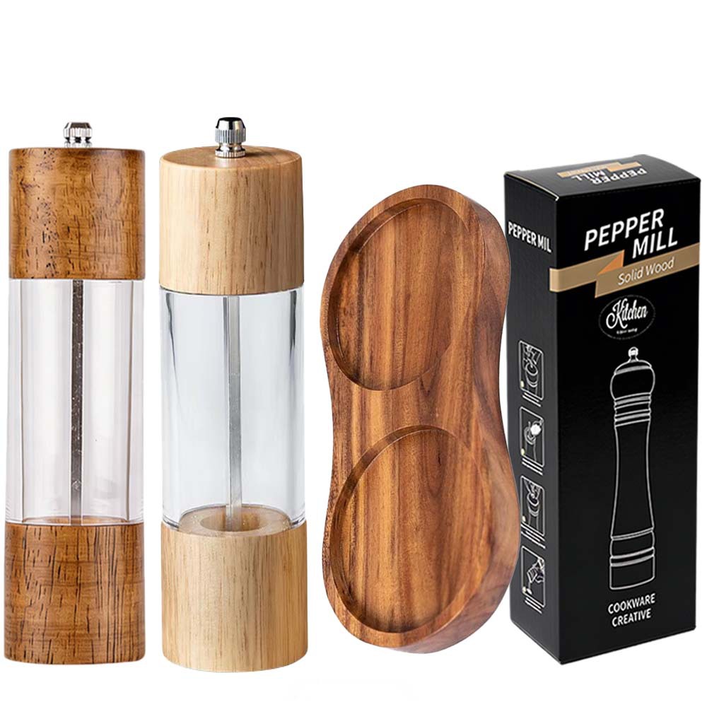 Molino de pimienta de madera núcleo cerámico manual acrílico polvo de pimienta sal marina molino multipropósito herramientas de cocina multipropósito para el hogar