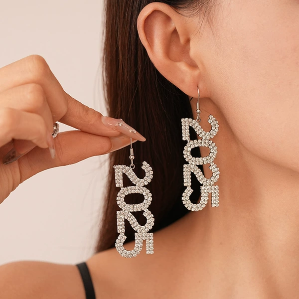2#Silver number 2025 ear hook
