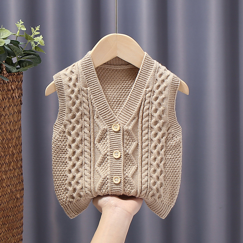 Chaleco de punto dividido para bebé Otoño e Invierno ropa exterior de bebé Chaleco de color sólido chaleco pequeño para chaqueta de niños medianos y pequeños