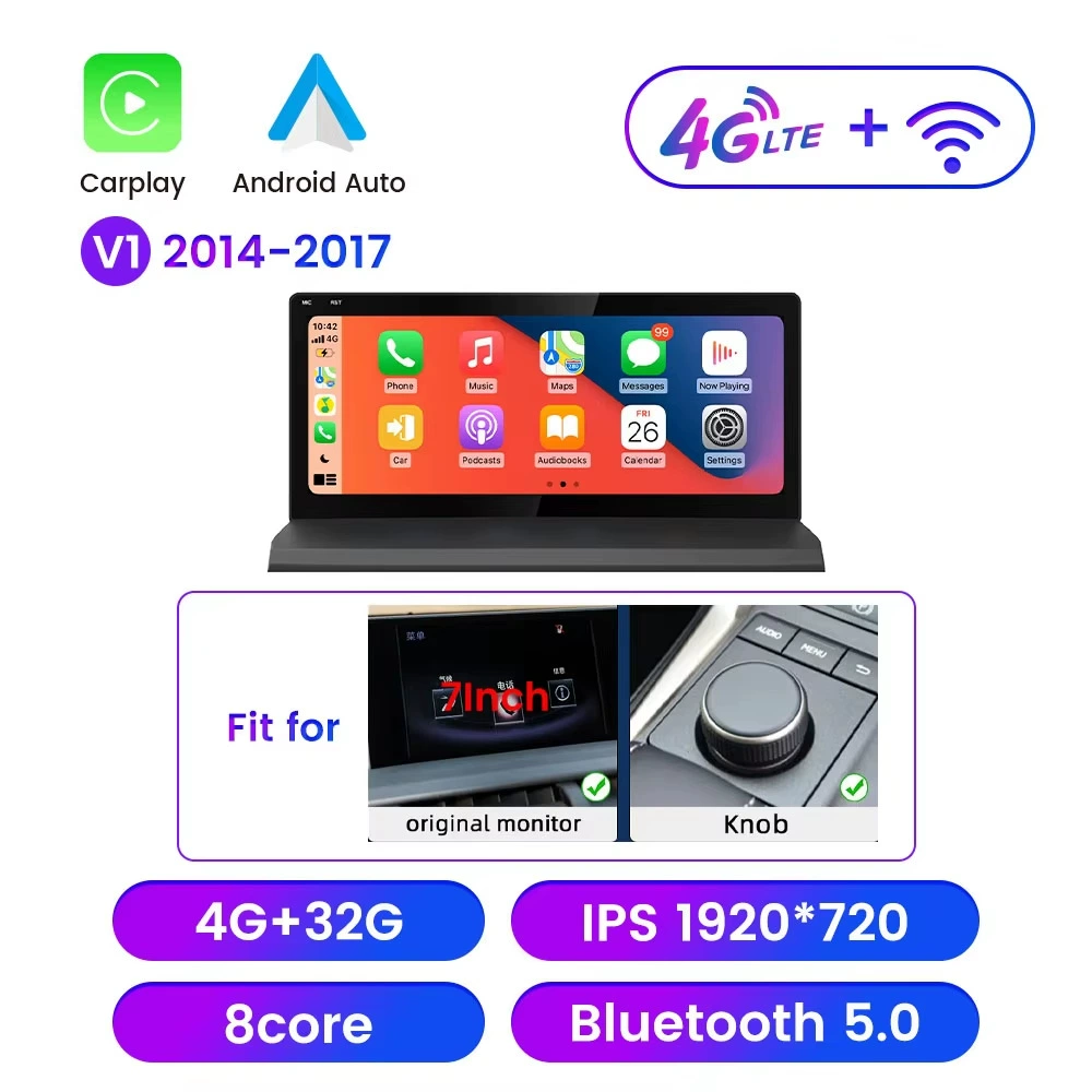 Универсальная 10,25-дюймовая Android-навигационная система автомобилю CarPlay, подходит для Lexus NX 2014–2020