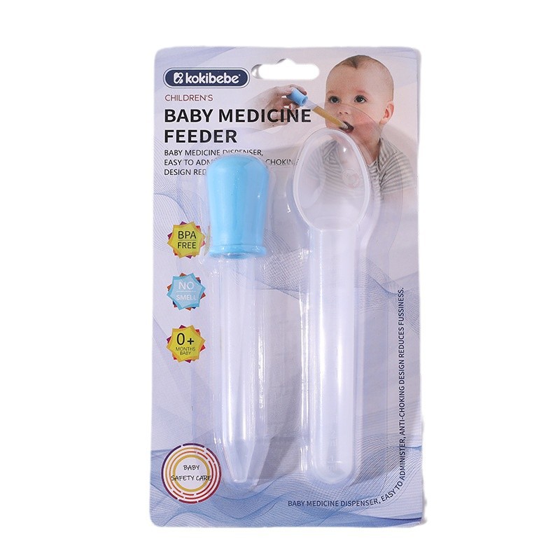 Tarjeta inglesa bebé medicina alimentación cuchara bebé medicina cuchara de dos piezas conjunto niños cuentagotas combinación traje