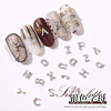 Metal Japanese accessory for manicure with letters, silver nail decoration, jewelry, new collection, internet celebrity