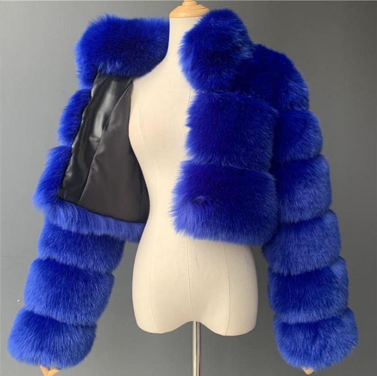Women's Clothing fur coat short stand collar fur coat fur long sleeve splicing women's coat_voghion.com