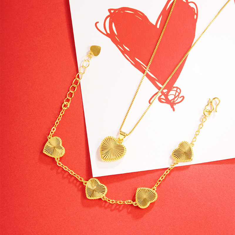 Nueva Arena de oro amor collar pulsera traje elegante luz de las mujeres de lujo nicho todo-fósforo Yiwu joyería vivo caliente