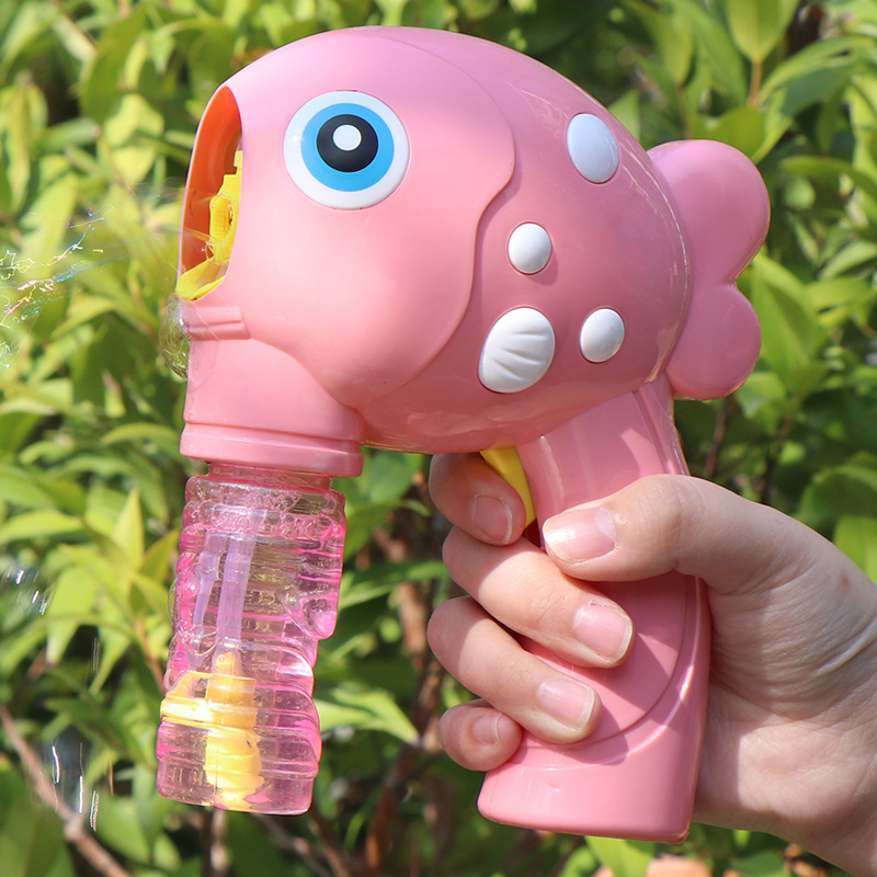 Tiktok mismo estilo de los niños casual burbuja juguete manual de un solo agujero burbuja soplando pistola lindo pescado manual pistola de burbujas al por mayor