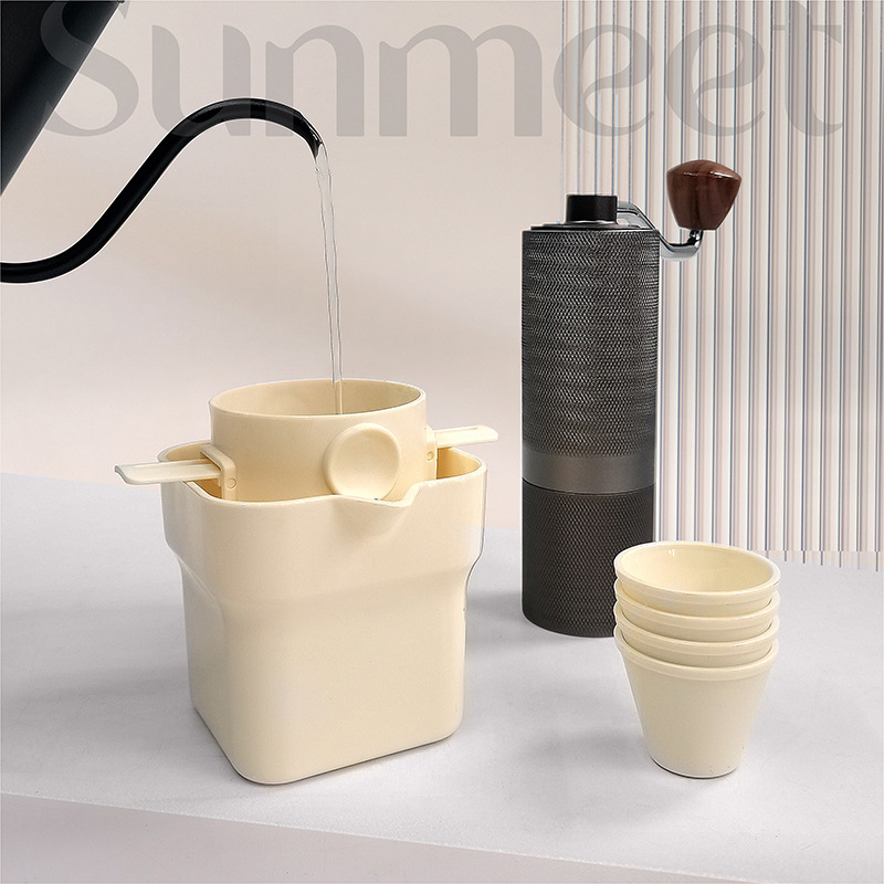 Mano de viaje traje de café portátil de plástico viaje de negocios al aire libre camping Express taza de café de mano Equipo de Preparación combinación