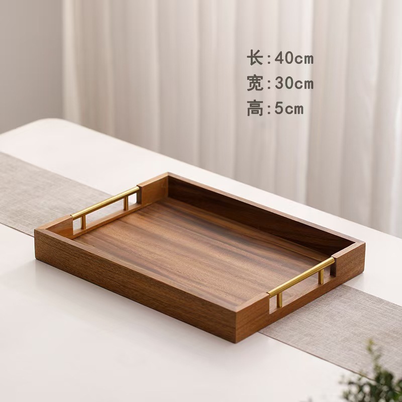 Bandeja de madera maciza para poner tazas de té, tazas de agua, platos de té, Sala de estar Hotel simple bandeja de café rectangular pequeña bandeja de café image 9