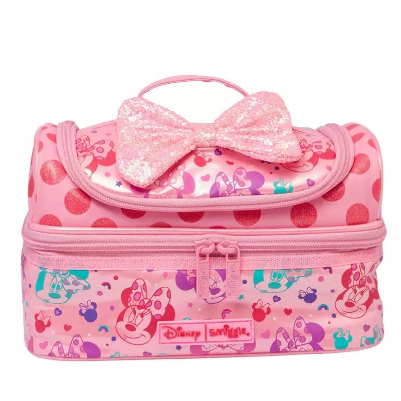 Australia smiggle rosa Minnie mochila de hombro tirón mochila de comidas para niños de escuela primaria conjunto de mochila