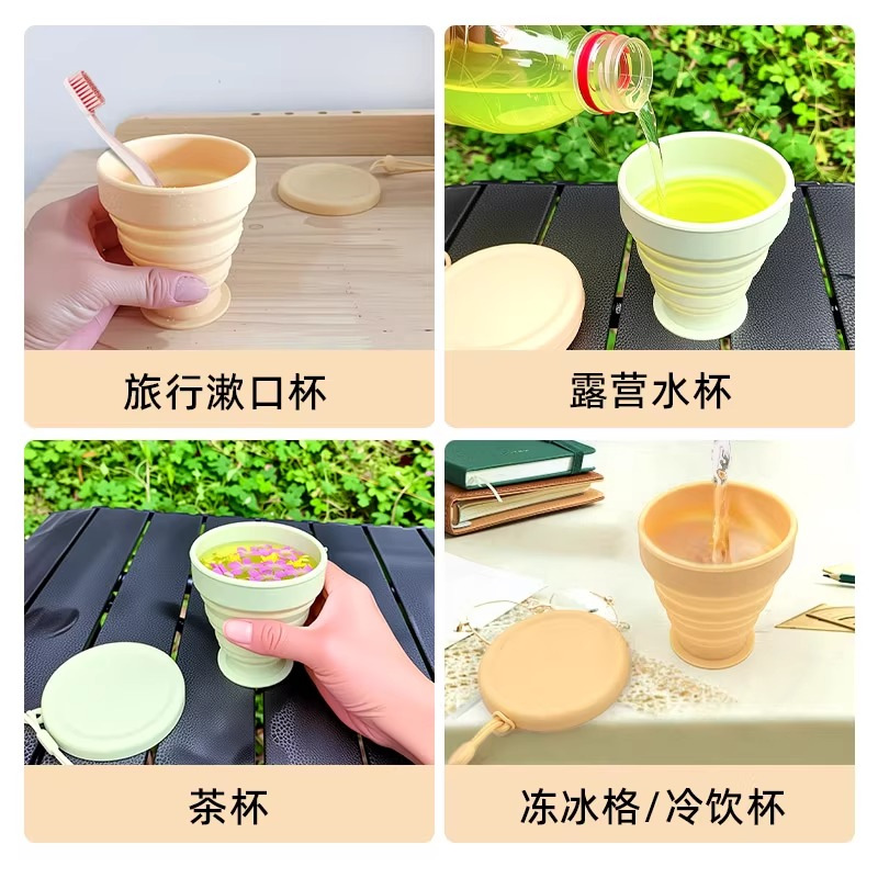 Taza de agua plegable portátil viaje compreso silicona taza de agua acampamiento al aire libre plegable cepillo de dientes taza de lavado