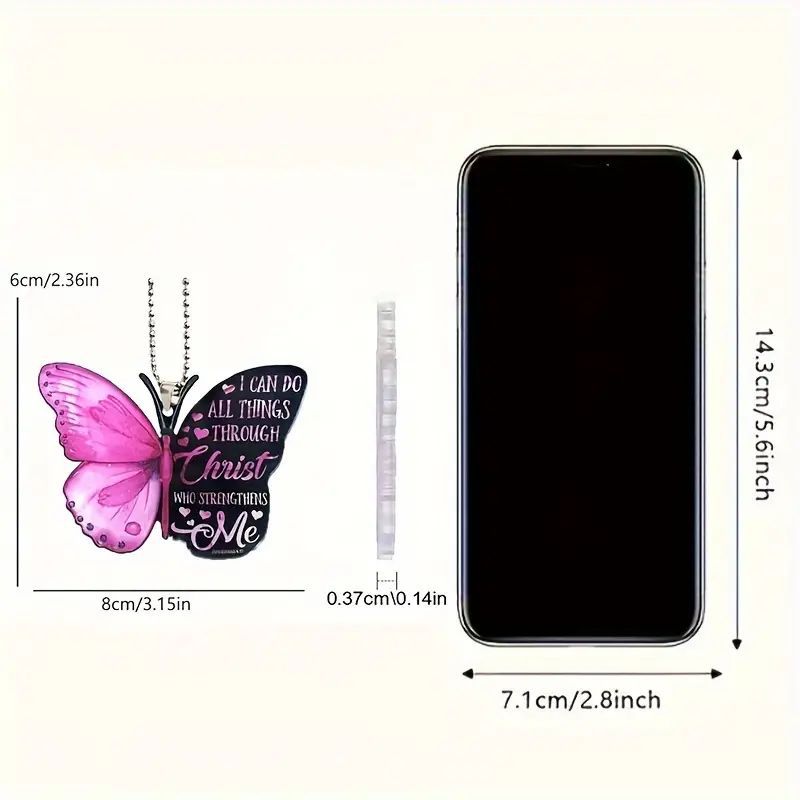 Nuevo cross-border creativo colorido mariposa plano espejo retrovisor decorativo acrílico llavero colgante colgante image 4