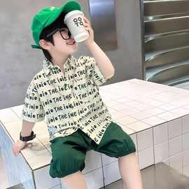 2025夏季新品洋气宽松韩版休闲帅气西门韩系男童开衫翻领外套短袖