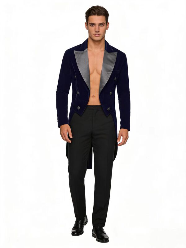 Cross-Border Black Elegant Velvet Suit Tuxedo Men's Banquet Wedding Suit Stage Performance Dress Coat for Men