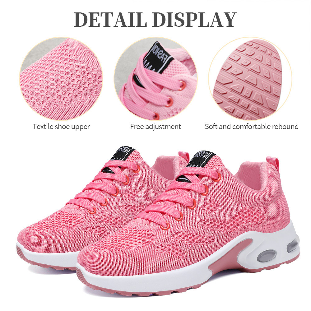 Zapatillas deportivas de primavera para mujer, talla grande, con amortiguación de aire, zapatillas bajas con cordones, zapatillas de malla transpirable, talla 44