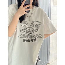 美式复古白色宽松t恤女日系bf原宿风百搭简约短袖女ins潮牌夏季