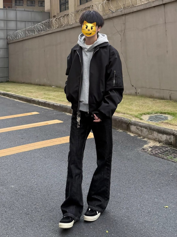 黑色ma1美式飞行夹克男秋季cleanfit短款廓形外套痞帅翻领棒球服|undefined