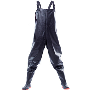 Overalls One-piece Waterproof Pants Fishing Half-length Wading Fork Suit Hanging Fishing Pants 85 Silk Black Cow Pattern Water Pants Fork Pants