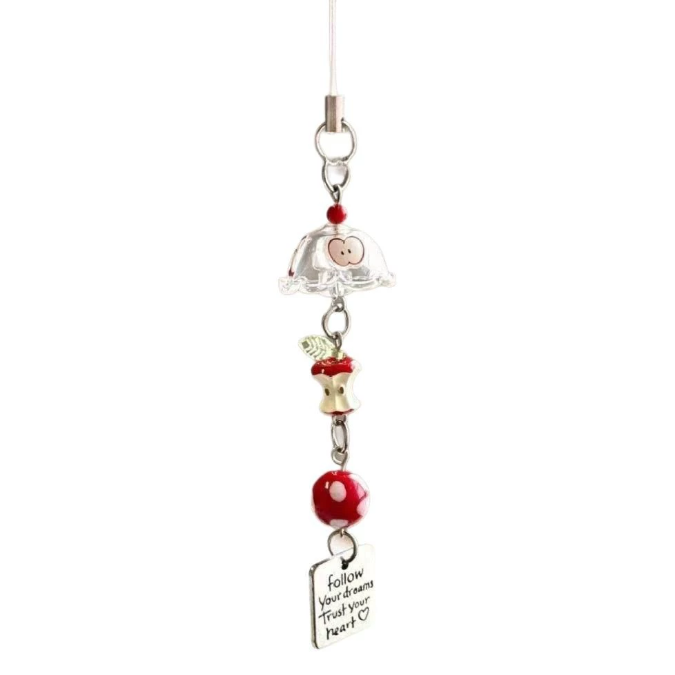 Apple Pendant Charm (GJ-031) Ceramic Bead Keychain Phone Case Accessory, Cute DIY