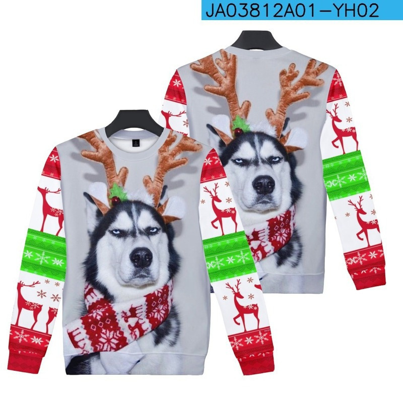 Foreign Trade European and American Christmas 3D Printed Creative Santa Claus Green-Haired Monster Round-Neck Sweatshirt Men's Casual Long-Sleeved Shirt Foreign Trade European and American Christmas 3D Printed Creative Santa Claus Green-Haired Monster Round-Neck Sweatshirt Men's Casual Long-Sleeved Shirt