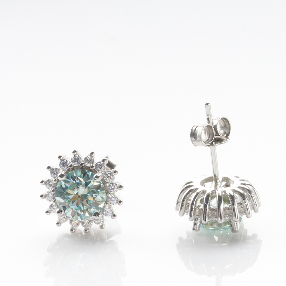 S925 plata esterlina diamante mozan auriculares de sol color azul original mozan para hombres y mujeres auriculares hip hop TK exclusivo en vivo