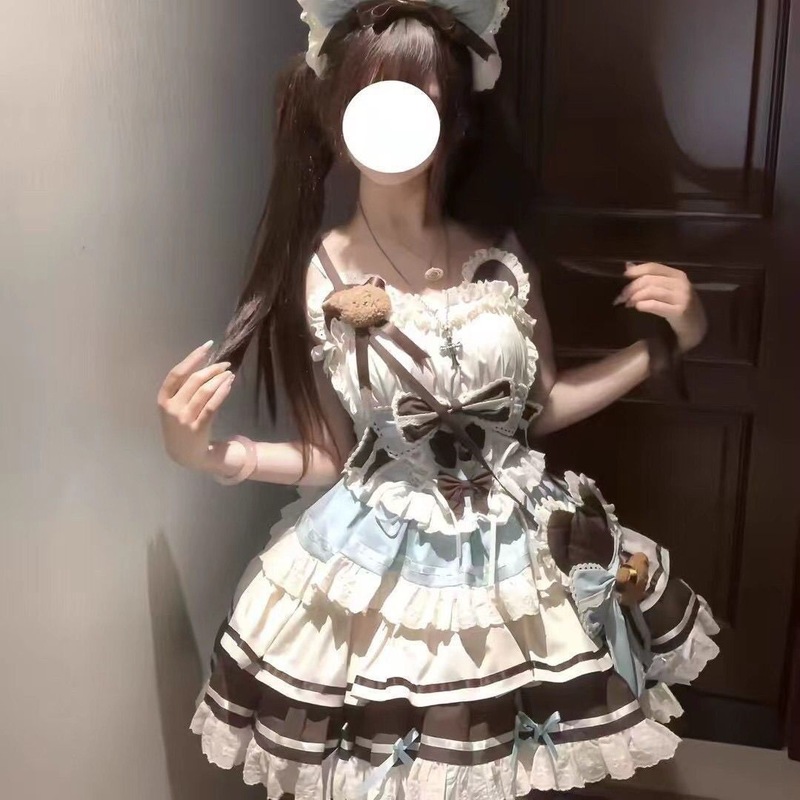 初恋公主蓬蓬洛丽塔连衣裙甜美蝴蝶结荷叶边|undefined