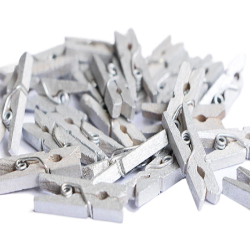 2.5cm Wooden Clips for Photos, Decorative Mini Wooden Clips in Gold and Silver, Handmade Modern Minimalist Wood Crafts
