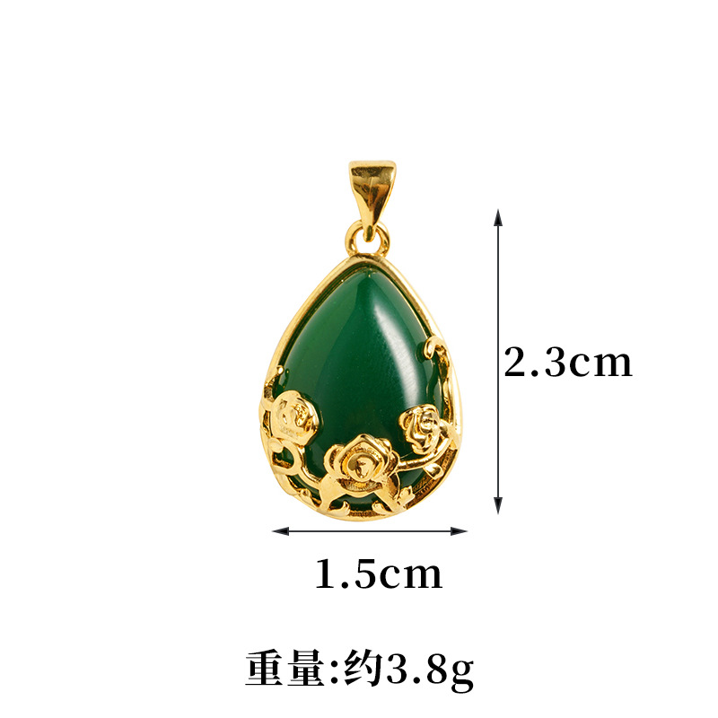Colgante de oro de arena vietnamita imitación calcedonia joyería de flor rosa mujer todo fósforo retro gota de agua cadena de clavícula temperamento fábrica al por mayor