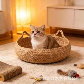 跨境纸绳编织猫咪夏季家居凉窝四季通用编织猫咪窝夏天清凉宠物床