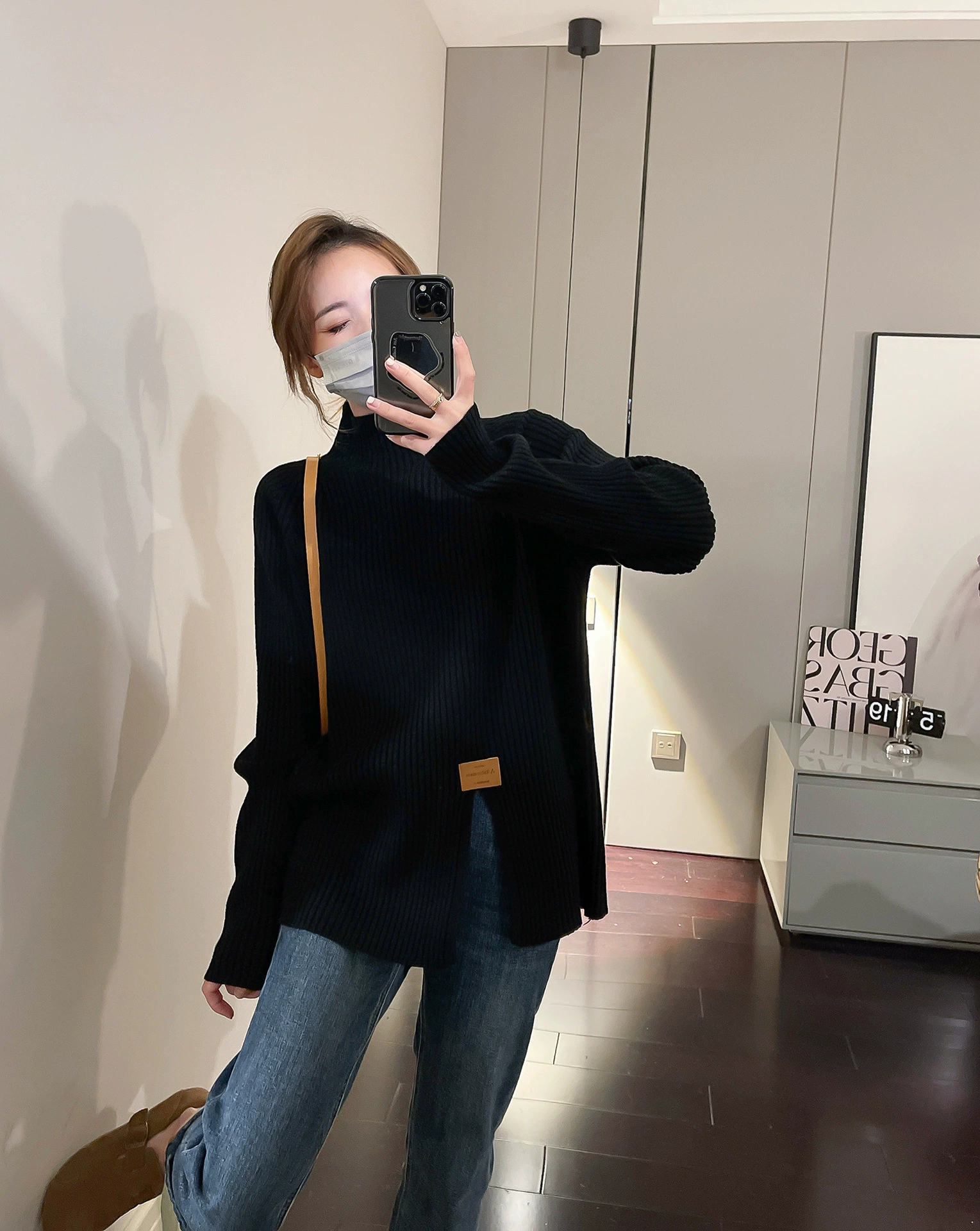 Женская одежда больших размеров, Высококачественный свитер с высоким воротом, свитер, осенне-зимняя утолщенная модная майка