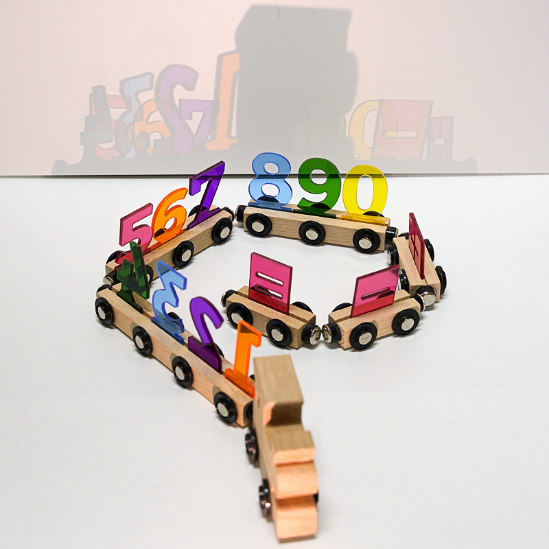 Weiweihu Educación temprana para niños Tren de luces y sombras de rompecabezas Madera magnética Juguetes de madera de haya ensamblados cognitivos para niños