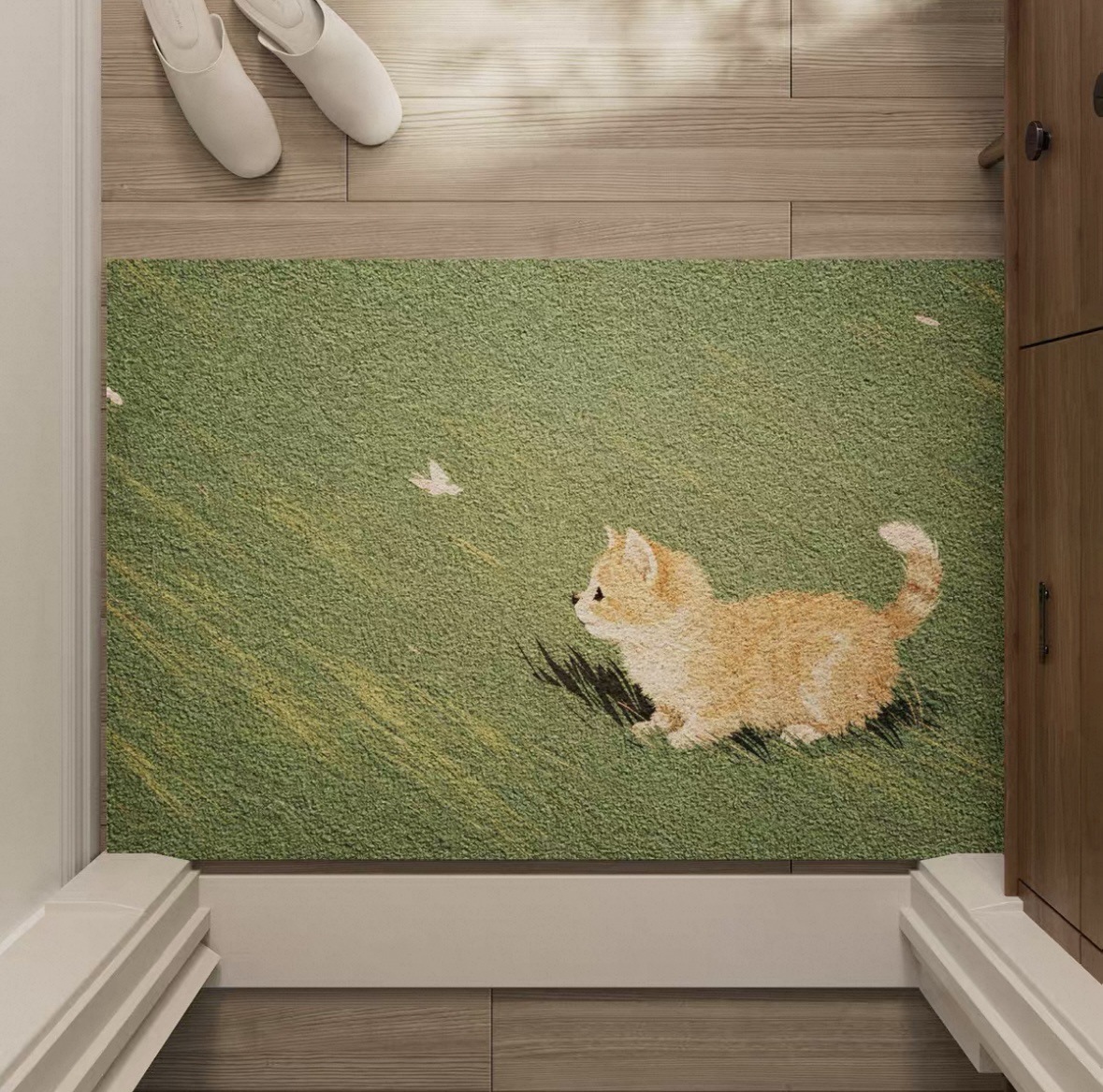 Grassland Small Animal Design Silk Loop Door Mat, Household Carpet, Entryway Dust Removal Non-Slip Foot Mat, Customizable Mat, Dropshipping Available