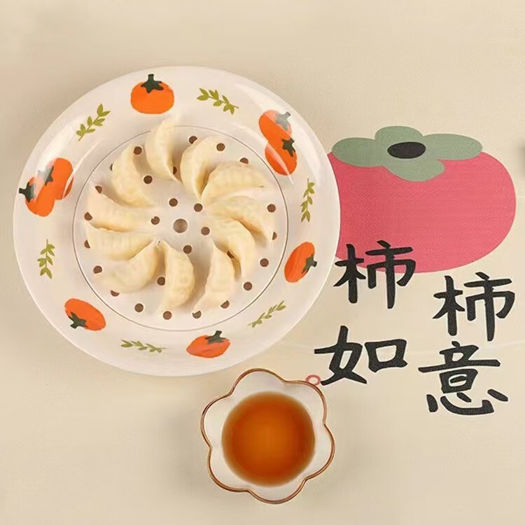 melamine dumpling dish draining double-layer high-grade porcelain plate multi-purpose plate fruit plate tableware household creative fruit plate