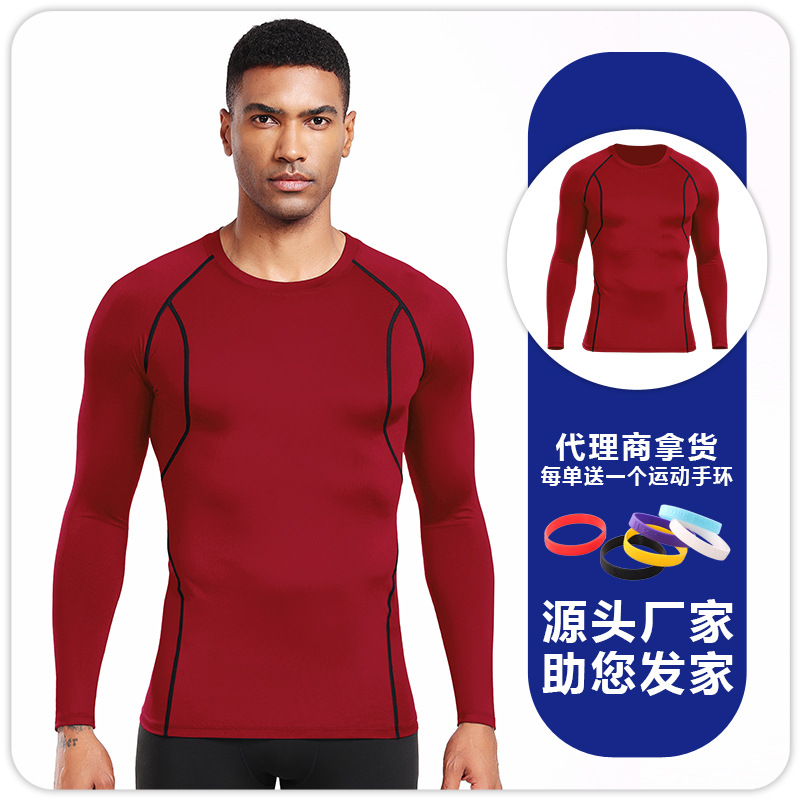B5009 hombre fitness correr yoga ropa deportiva mangas largas baloncesto respirable compresión apretada ropa seca rápida image 9