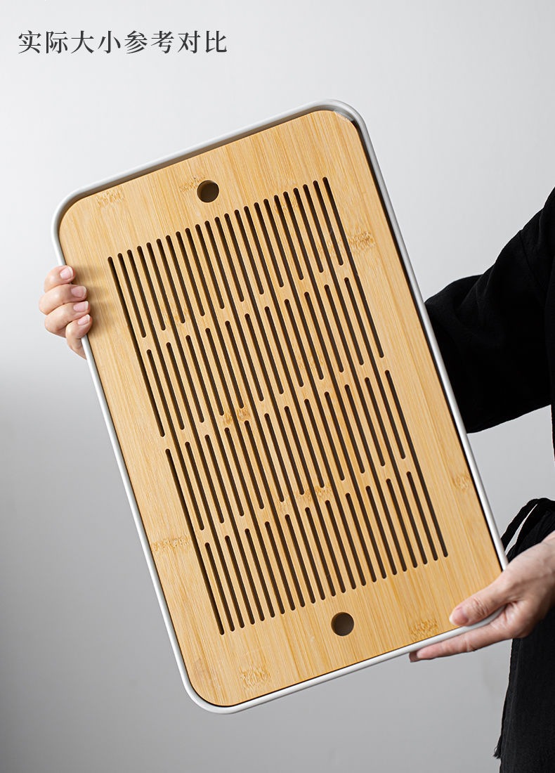 Bamboo Tea Tray with Water Storage Compact Gongfu Tea Serving Tray for Home Tea Ceremony key features