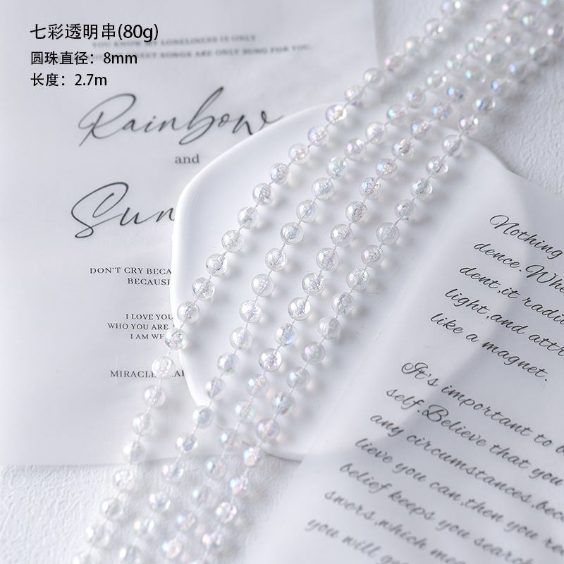 Nuevos productos calientes Decoración navideña French Retro Pequeña fragancia Cadena de perlas Cristal Collar transparente Accesorios de bricolaje