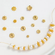 14K18K包金花托珠托花帽手工diy手链项链首饰品材料珍珠隔片配件