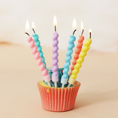 Birthday Candles Creative Macaron Twist Thread 6 Pack Wholesale Party Baking Decoration Colorful Cake Candles