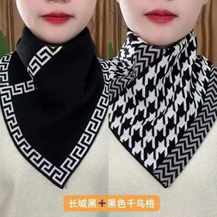 Autumn and Winter Warm Knitted Triangle Scarf Feiling New Style Women's Neck Protection for Cervical Vertebra Korean Style All-match Square Scarf Neckset