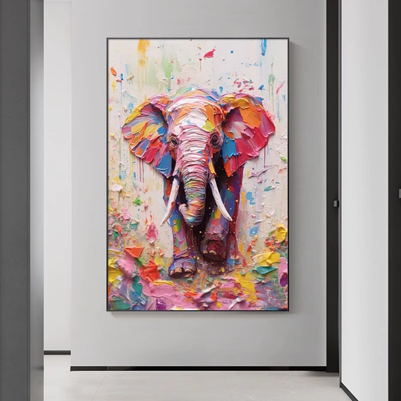 象大芬村油絵玄関吊り絵抽象リビングルーム装飾絵画モダンライト高級玄関廊下通路|undefined
