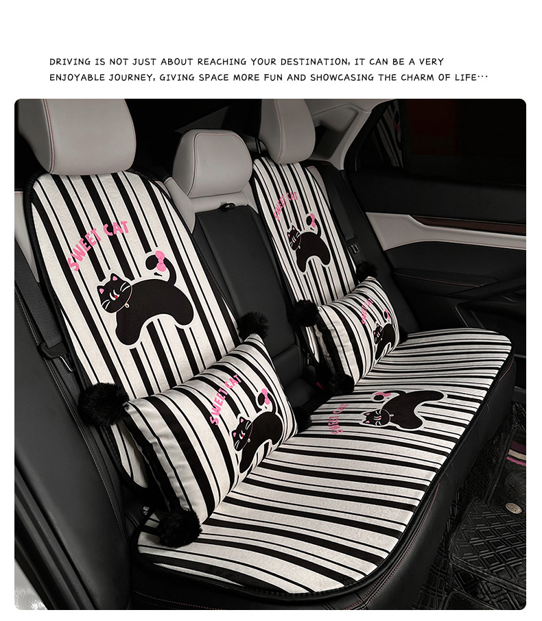 Cartoon Car Seat Cushion, High-End, Cute Cat Car Comfortable Seat Cover, Winter Plush Warm Car Seat Cushion