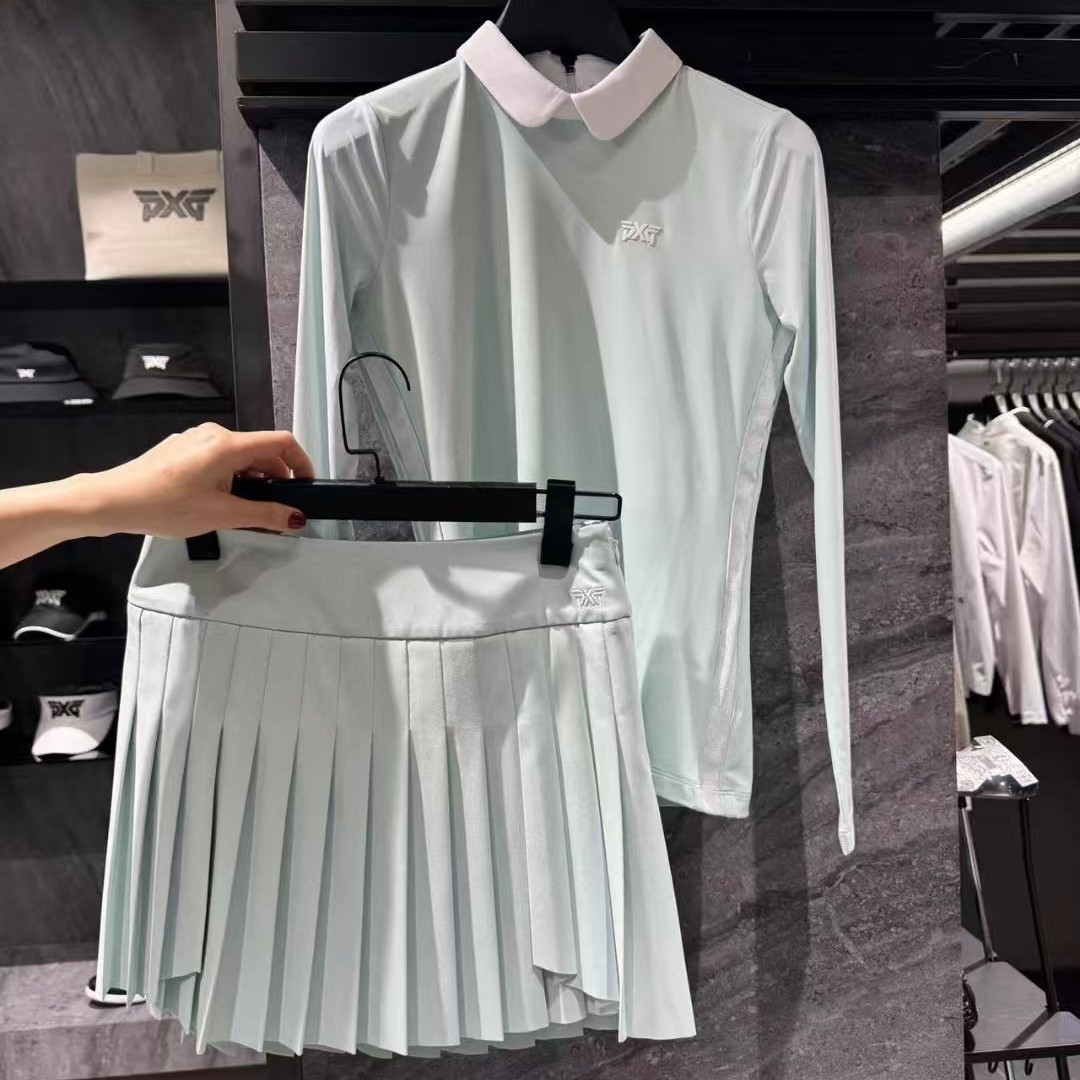 25 Spring and Summer Golf Clothing Women's Thin Cold-Sensing Sunscreen Quick-Drying Long-Sleeved Lightweight Versatile Pleated Skirt Suit