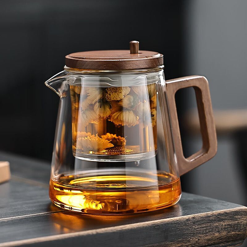 Heat-Resistant Teapot, Elegant Cup, Full Glass Liner, 2025 New Push-Type One-Button Tea and Water Separation Cup Tea Maker