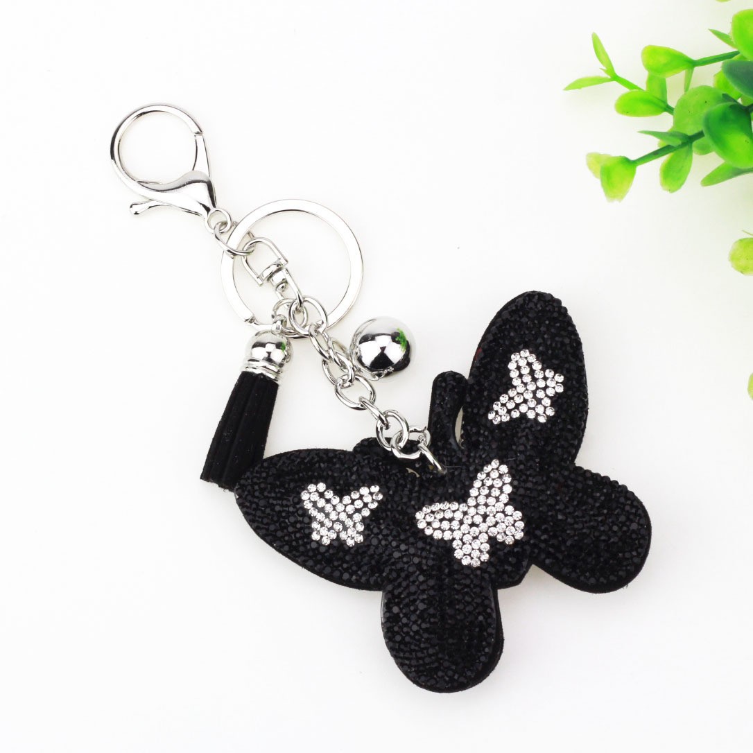 Flannel Material 1 Piece Glam Sweet Butterfly Flannel Diamond Women's Keychain