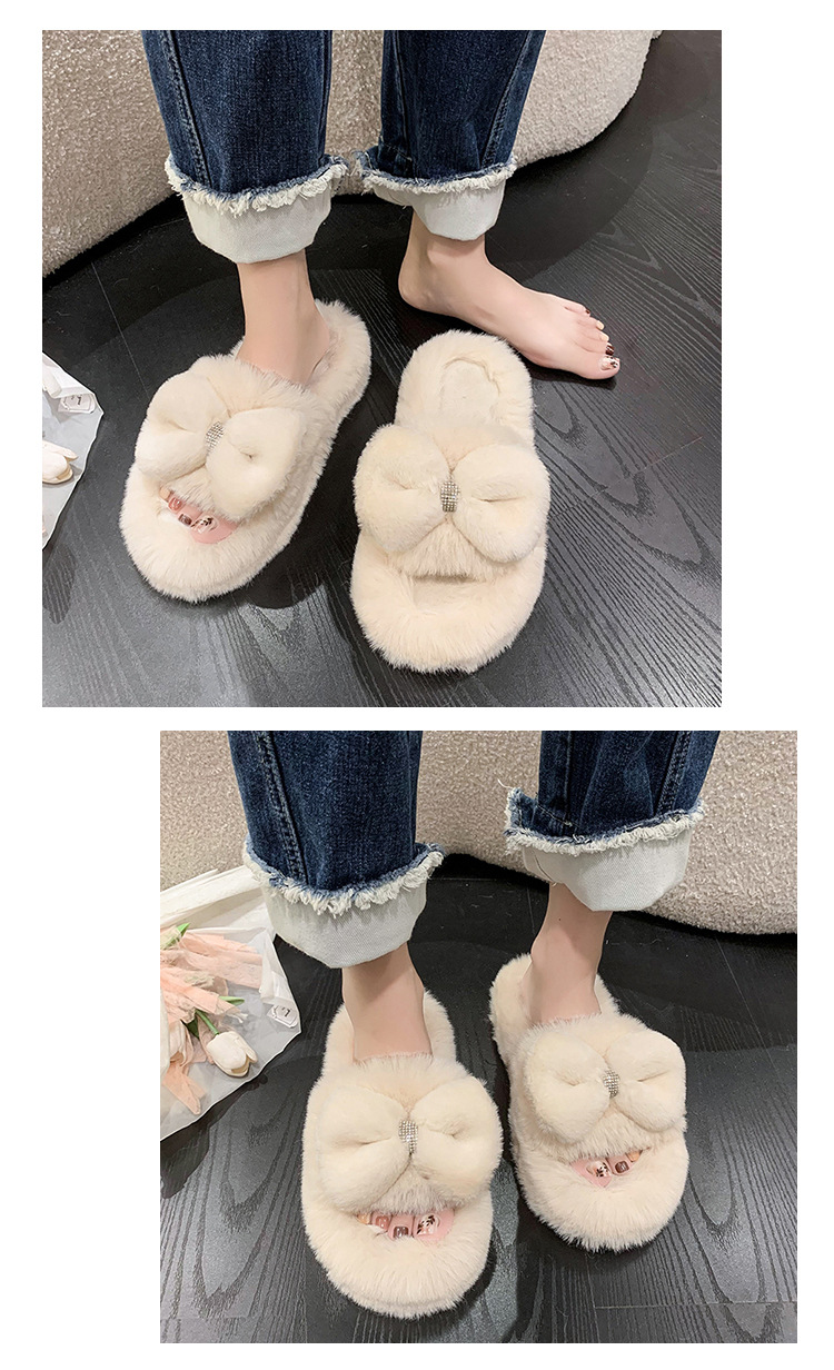 Pantoufles en fourrure pour vêtements d'extérieur pour femmes, pantoufles d'automne et d'hiver à semelles épaisses, en peluche, confortables, en coton, à une ligne, nouvelle collection 2023_voghion.com