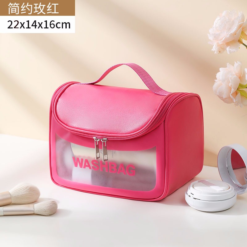 Bolsa de cosméticos transparente transfronteriza bolsa de almacenamiento impermeable de alta capacidad bolsa de lavado de maquillaje portátil PU