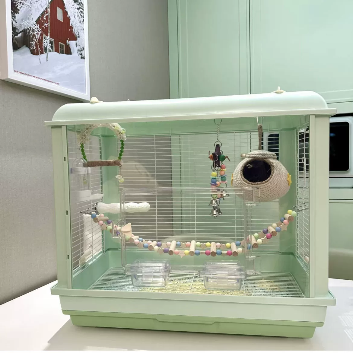 Ядра попугая птичья клетка акриловая прозрачная экологическая птичья клетка роскошная вилла клетка тигровая шкура пион черный феникс большая клетка