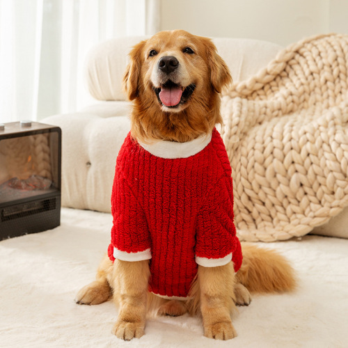 Universal Autumn/Winter Thicken Warm Casual Soft Cotton Plush Dog Coat Golden Retriever Labrador Pet Clothing