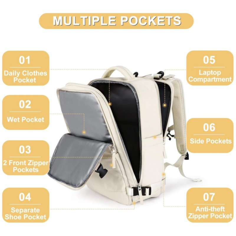 Spot al por mayor Amazon nueva bolsa de viaje USB recargable de gran capacidad doble cremallera mochila casual