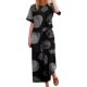 Amazon cross-border spring and summer temperament leisure printed cotton and linen flowers short sleeve fashion sports suit wholesale foreign trade