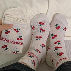 Socks for Women - Summer Mesh Thin Edge Lace Socks - Crew Socks - Forest Style High Fashion Japanese Style Versatile Outerwear Breathable