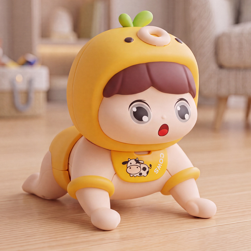 Electric crawling doll baby toy for learning to lift head and crawl, suitable for newborns aged 0-1 year, crawling training and early education guide
